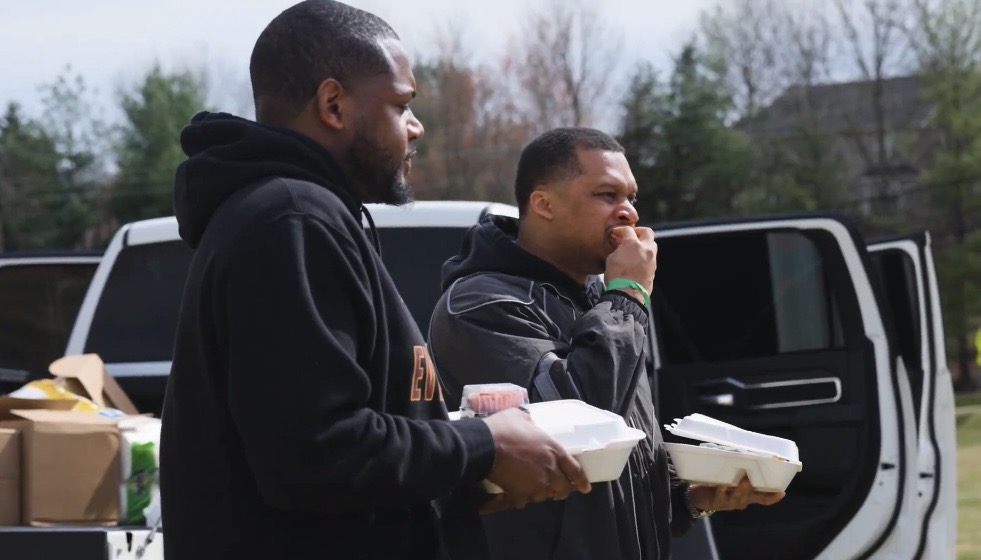 Customers enjoying the food